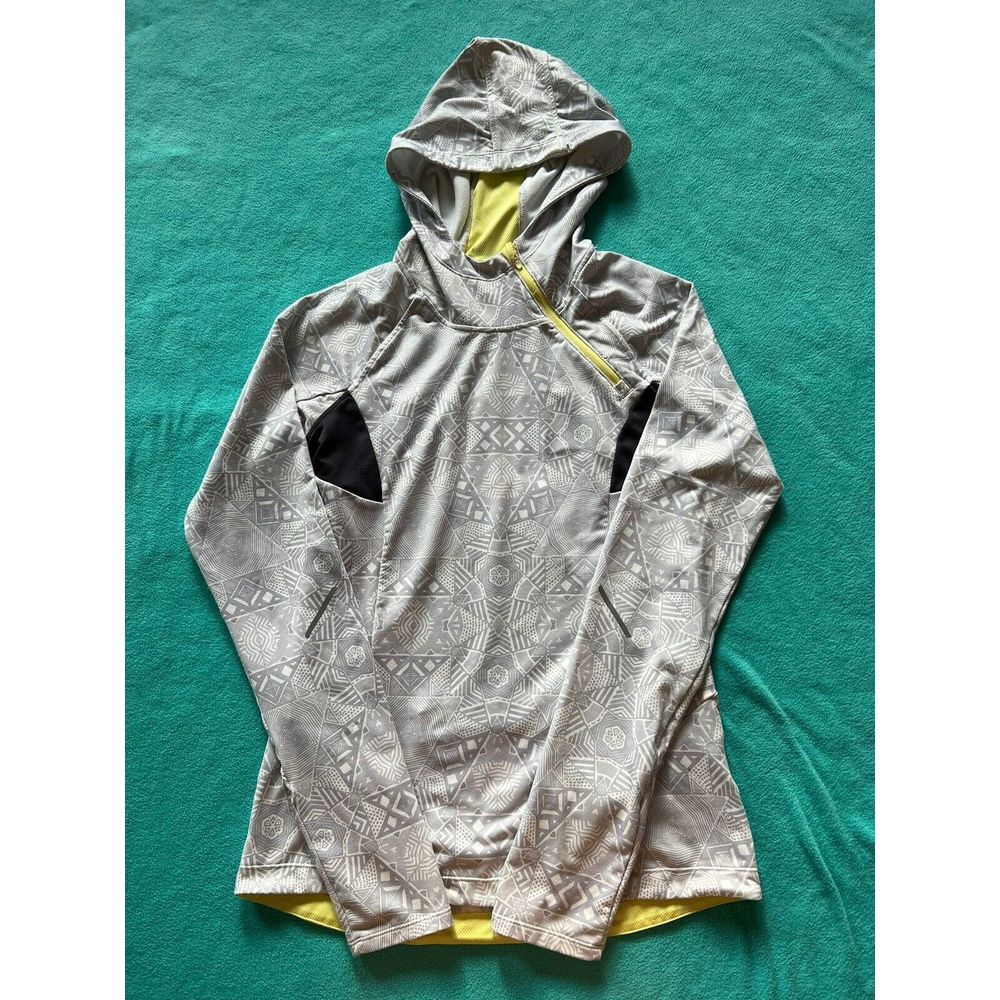 MONDETTA Full Zip Up Long Sleeve Gray/‎ Yellow Hooded Jacket Women's Size Small